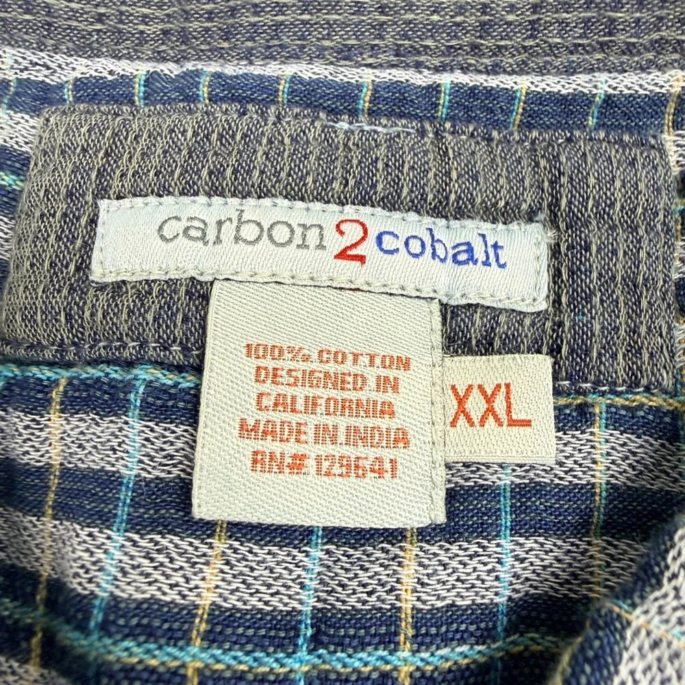 Carbon2Cobalt Mens XXL Blue Plaid Cotton Button Down Shirt 133692 NWT - Picture 5 of 10
